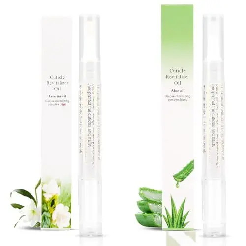 Produktbild: 2 Stück Nagelhautölstifte für die Nagelpflege, Nagelhautrevitalisierungsölstift mit Weicher Bürste, Nagelhautöl zur Verhinderung von Nagelrissen und Trockenheit (Aloe & Jasmin Geschmack)