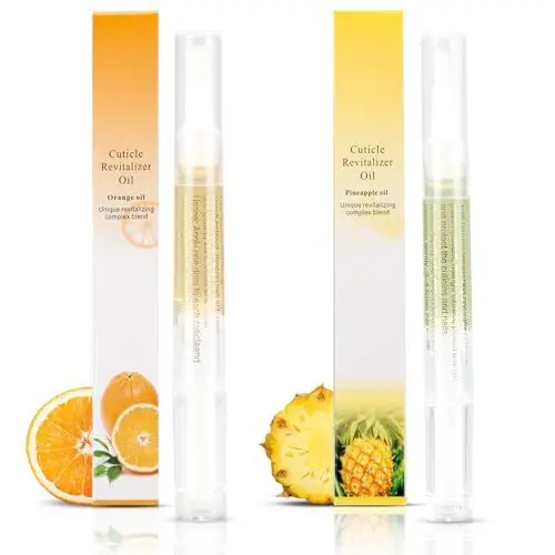 Produktbild: 2 Stück Nagelhautölstifte für die Nagelpflege, Nagelhautrevitalisierungsölstift mit weicher Bürste, Nagelhautöl zur Verhinderung von Nagelrissen und Trockenheit (Ananas und Orange Geschmack)