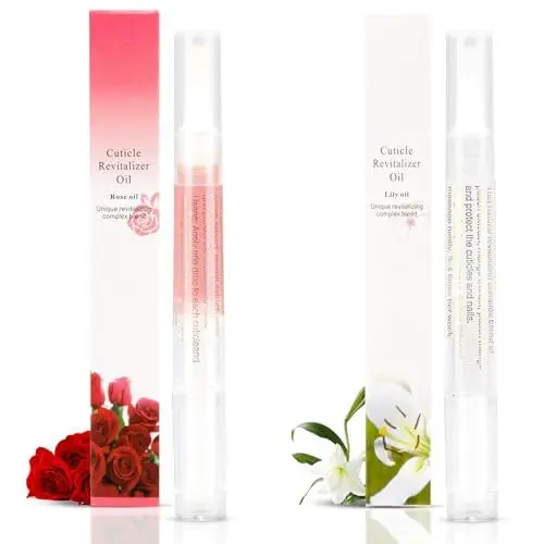 Produktbild: 2 Stück Nagelhautölstifte für die Nagelpflege, Nagelhautrevitalisierungsölstift mit Weicher Bürste, Nagelhautöl zur Verhinderung von Nagelrissen und Trockenheit (Lilien und Rosengeschmack)