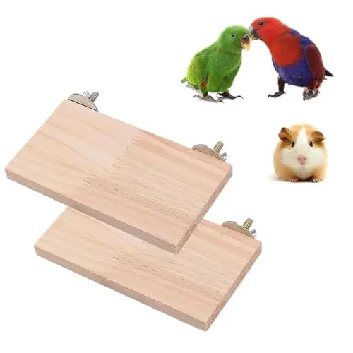 Produktbild: 2 Stück Natürlicher Sitzstangen Für Vögel Holz, Vogel Plattform, Holzständer Plattform Für Haustiere, Vogel Zubehör Holz, Sitzstangen Für Papageien, Wellensittiche, Nymphensittiche, Hamster, 15x8cm