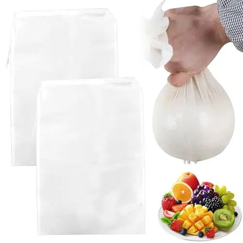 Produktbild: 2 Stück Nussmilchbeutel Wiederverwendbar Passiertuch 24 x 36 cm Nylon Feinmaschiges Nussmilchbeutel Bio Waschbar Nut Milk Bag für Nussmilch Obstsaft Joghurt Kaffee