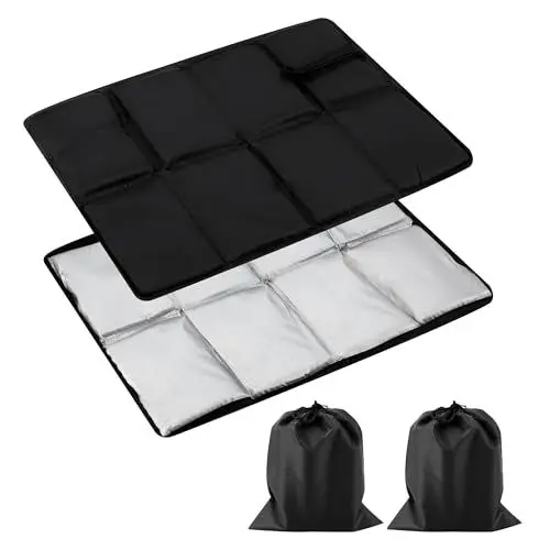 Produktbild: HAOYULUO 2 Stück Outdoor Sitzkissen Faltbar,Sitzkissen Outdoor Thermo,Sitzkissen Wasserdicht mit 2 Aufbewahrungstaschen,Geeignet für Reisen im Freien, Picknick, Wandern usw. (Schwarz + Schwarz)