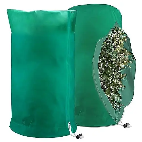 Produktbild: 2 Stück Pflanzenschutz Winter Kübelpflanzen,Winterschutz für Kübelpflanzen 80x60cm,Pflanzen Winterschutz Draußen,Schutzhülle Pflanzen Winter mit Reißverschluss Zugband,Winterschutz für Pflanzen
