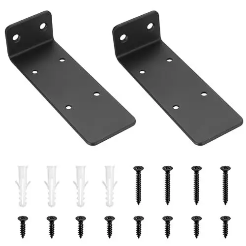 Produktbild: 2 Stück Regalhalterung Unsichtbare Regalträger & -stützen, 14cm Schwerlast Regalwinkel, Schwarz Schwimmende Wandhalterung Regalbrett Halterung, Schwebende Tablarträger für Regale