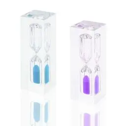Produktbild: 2 Stück Sanduhr für Kinder - Kieselgel Sanduhr - Timer Zahnbürste Sanduhr - Sanduhr 3 Minuten Geeignet für Kinder,Küchen, Klassenzimmer(Blau, Lila)