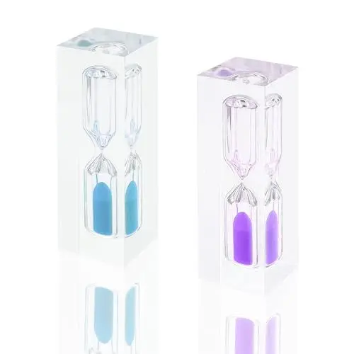 Produktbild: 2 Stück Sanduhr für Kinder - Kieselgel Sanduhr - Timer Zahnbürste Sanduhr - Sanduhr 3 Minuten Geeignet für Kinder,Küchen, Klassenzimmer(Blau, Lila)