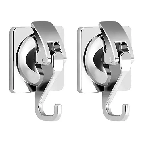 Produktbild: 2 Stück Saugnapf Haken Extra Stark Vakuum Saughaken Badezimmer Badetuch Saugnäpfe mit Haken Ohne Bohren Wandhaken Handtuchhaken Saugnapfhaken für Küche Bad Dusche Wand Tür Fenster Glas - Silber