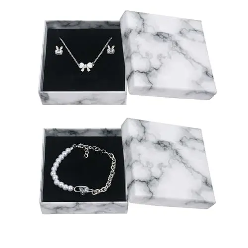 Produktbild: 2 Stück Schmuckschachtel Kleine Geschenkbox Papier Geschenk Verpackungen Schachteln mit Deckel,Geschenkboxen für Armbänder Ringe Ohrringe Halskette