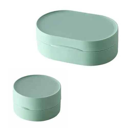 Produktbild: 2 Stück Seifendose Reise Wasserdicht,Seifenbox Festes Shampoo Reise Seifendose,Wasserdicht Seifenschale mit Deckel,Seifenschachtel für Badezimmer Camping und Fitnessstudio（Grün）