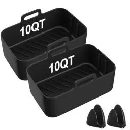 Produktbild: 2 Stück Silikon Backform Für Heißluftfritteuse,Wiederverwendbarer Airfryer Silikonform, Backpapier Zuschnitte Airfryer Silikonbackformen Air Fryer Accessories Silikoneinsatz Zubehör
