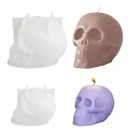 Produktbild: 2 Stück Silikon Totenkopf Kerzenformen, Halloween Kerzen Silikonformen 3D Totenkopf Form Kerzenform Halloween Schädel Epoxidharz Silikonform Silikon Gießform