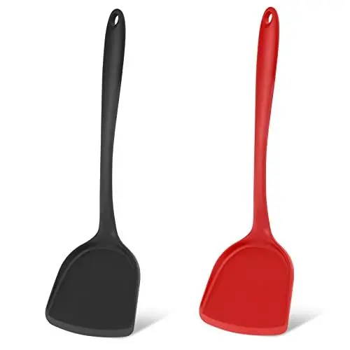Produktbild: 2 Stück Silikon Wok Spatel, Antihaft BPA-freie Hohe Hitzebeständige Praktische Küchenutensilien zum Kochen, Backen, Eierdrehen, Pfannkuchen, Burger, Antihaft Silikon mit Edelstahl Core