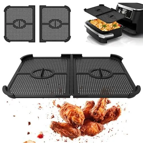 Produktbild: 2 Stück Spritzschutz für Ninja Foodi Max Dual Zone AF400EU & AF451EU, Silikon Spritzschutz für Ninja Heißluftfritteuse Zubehör, Airfryer Zubehör für Ninja Heizspirale und Ventilator (af500-1)