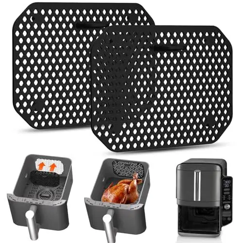 Produktbild: 2 Stück Spritzschutz für Ninja Foodi SL400EU&SL300EU, Silikon Spritzschutz für Ninja Heißluftfritteuse Zubehör, Airfryer Zubehör für Ninja Heizspirale und Ventilator (sl400)
