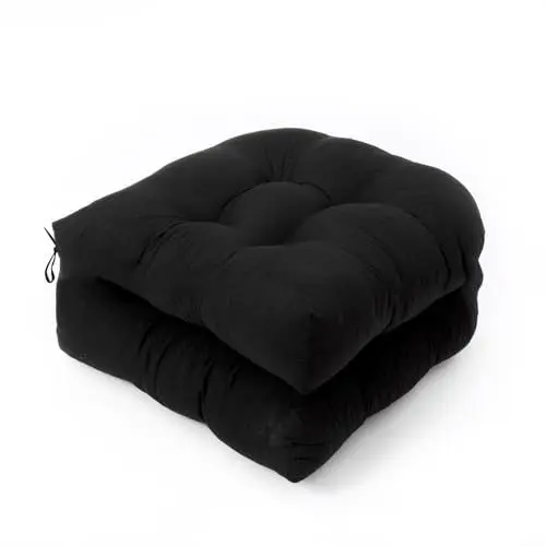 Produktbild: 2 Stück Stuhlkissen Ersatzkissenpolster U-förmiges Kissen Sofa Rattan Stuhlkissen 48x48x7.5 cm Sessel Sofa Rattan Gartenkissen Sitzpolster für Stuhl Rattanmöbel Gartenmöbel Kissen(Black)