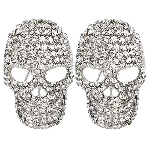Produktbild: Pssopp Brosche Totenkopf Strass Schmuckrausch Brosche 2 Stück Brosche Dekoration Kleidernadel, Dekorationszubehör, 1,5 X 1 inch