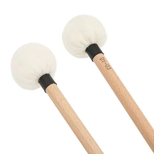 Produktbild: 2 Stück Trommelschlägel Filzschlägel Sticks Ahorngriff Holzschlägel Percussion Sticks für Bassdrums Pauken Snaredrums(Schwarz)
