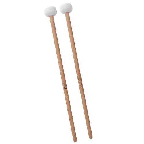 Produktbild: 2 Stück Trommelschlägel Sticks Mallet Percussion Drum Mallet Hammer Weißer Filz Pauke Snare Drum Musikinstrument Zubehör für Percussion Instrument Zubehör