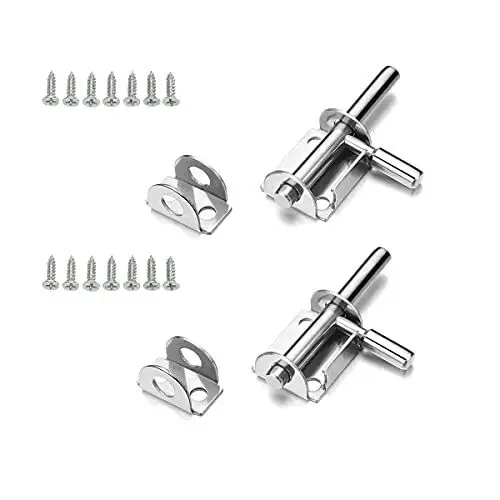 Produktbild: 2 Stück Türriegel Edelstahl, HERKINDNESS Kleiner Riegelschloss, 65 mm Bolzenriegel mit Schrauben, Verriegelung Schieberiegel, für Gärten, Zimmern, Möbeln (Inklusive Schrauben)