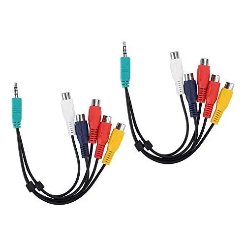 Produktbild: mumisuto 2 Stück Videokabel für LCD-TV Component Signal Line Adapter 3,5+2,5 auf 5RCA Video Doppelend für AV-Kabel