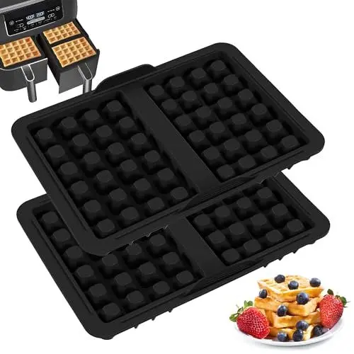 Produktbild: 2 Stück Waffeleinsatz Airfryer Zubehör Silikon Belgische Waffelform für Ninja SL400EU, AF300EU, AF400EU, AF451EU, Airfryer Silikonform Zubehör für Friteusen Heißluftfritteuse Backschaleneinsatz