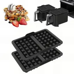 Produktbild: 2 Stück Waffeleinsatz Heißluftfritteuse Zubehör, Belgische Waffeln Zubehör für Ninja AF400EU, AF451EU, SL400EU, AF500DE, Stapelbar, Waffel Airfryer Zubehör Silikonform Wiederverwendbarer