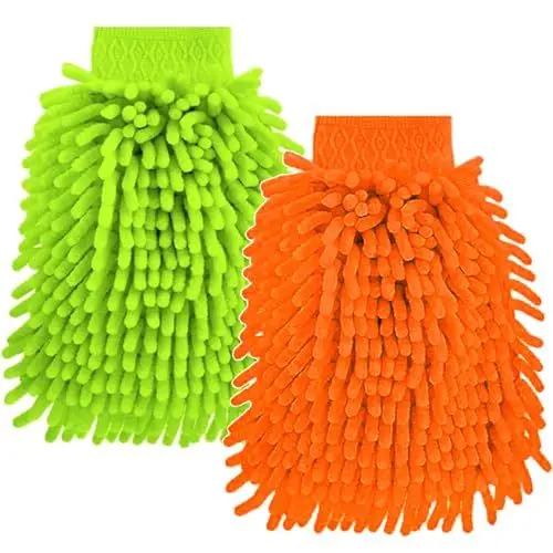 Produktbild: 2 Stück Waschhandschuh Auto Weiche Auto Waschhandschuh Extrem Saugstark Autowaschhandschuh Mikrofaser Handschuh Dauerhaft Auto-Waschhandschuh Beidseitig Car Wash Mitt für Die Autoreinigung