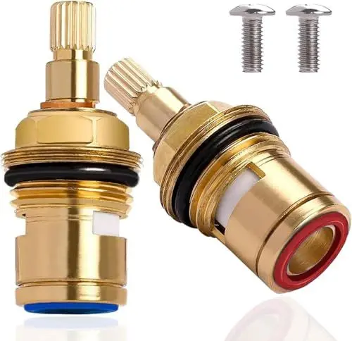 Produktbild: 2 Stück Wasserhahn Ventiloberteil 1/2 Zoll, Universal Ventil Oberteil für Zweigriff Armaturen und Ventile Wasserhahn Kartusche Messing für Bad und Küche