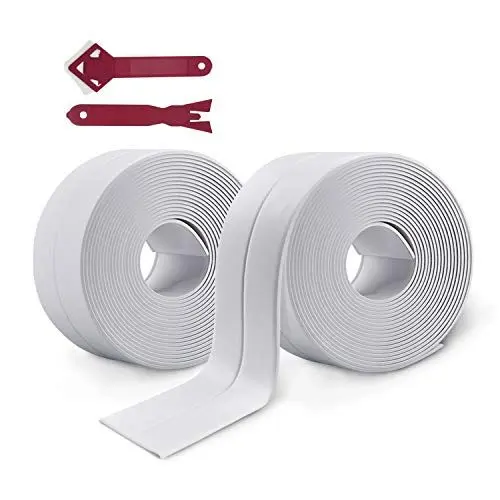 Produktbild: 2 Stück Weiß Selbstklebende Dichtband Wasserdicht für Küche Bad Dusche Waschbecken, 2 Dichtungsstreifen,2 Dichtungswerkzeug (Weiß)