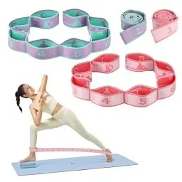 Produktbild: 2 Stück Yoga Gurt, Fitnessband mit Schlaufen, Dehnungsband Yoga Zubehör, Stretchband Gymnastikband Elastisch, Yogagurt Gummiband Sport, Hochelastisches Dehnungsband für Yoga Stretching Übung Pilates