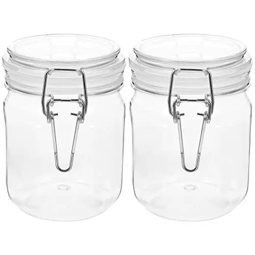 Produktbild: 2 Stücke Bügelflasche Kunststoff Bügeldose Bügelverschluss Flasche Luftdichte Honigglas Ölflasche Saftflasche mit Schnappen Milchflaschen Essig Öl für kaltes Juice Karaffe Wasser Eistee Saft