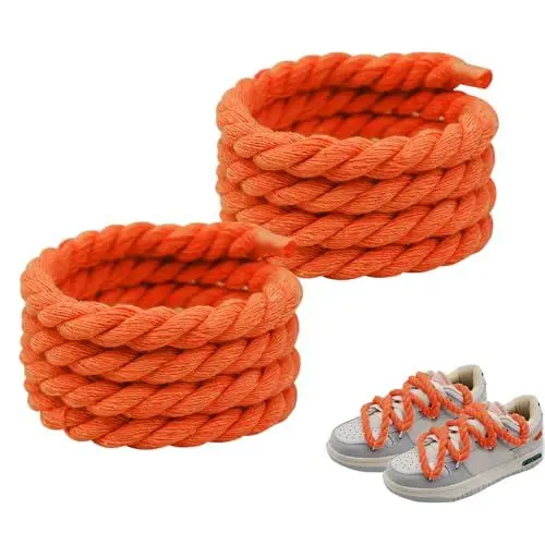 Produktbild: Saituo Home 2 Stücke Dicke Schnürsenkel Rund Schnürsenkel Handgemacht Beige Rund Rope Laces Dicke Thick Rope Laces,Baumwoll-SchnüRsenkel für Turnschuhe Laufschuhe Sportschuhe (Orange)