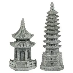 Produktbild: 2 Stücke Japanische Steinlaternen Mini Pagode Statue Turm Asiatische Deko Figuren Garten Skulpturen für Miniatur Gartendeko Aquarium Ornamente Bonsai Micro Landschaft Dekoration Feengarten Zubehör
