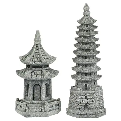Produktbild: 2 Stücke Japanische Steinlaternen Mini Pagode Statue Turm Asiatische Deko Figuren Garten Skulpturen für Miniatur Gartendeko Aquarium Ornamente Bonsai Micro Landschaft Dekoration Feengarten Zubehör
