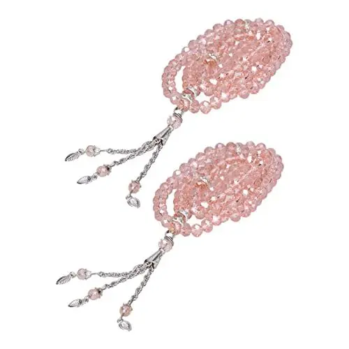 Produktbild: 2 Stücke Muslimische Gebetskette Farbige Glasur 99 Perlen Mihrab Separatoren Zählen Exquisite Design Tasbih Gebetskette 0,31 Zoll(Rosa)
