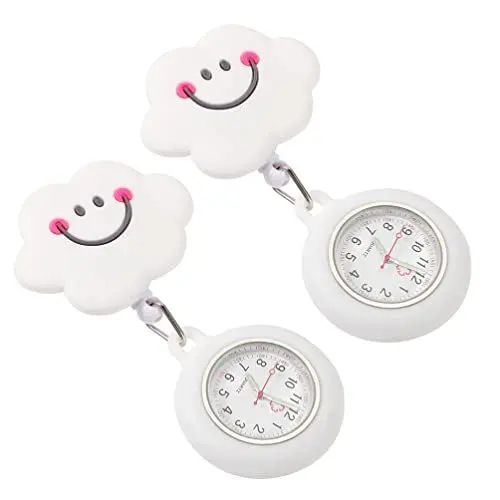Produktbild: 2 Stücke Uhr Einziehbare Taschenuhren Niedliche Wolken Muster Uhren Krankenpflegeuhr FOB Uhr Geschenke für Doktorkrankenschwester Damen