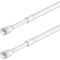 Produktbild: 2 Stücks Bistrogardinenstangen Klemm Gardinenstange ohne Bohren Gardinenstange Klemmbar mit Saugnäpfen und Schrauben für Vorhänge,DIY, Bistro, kleines Fenster(80-120cm, Weiß)