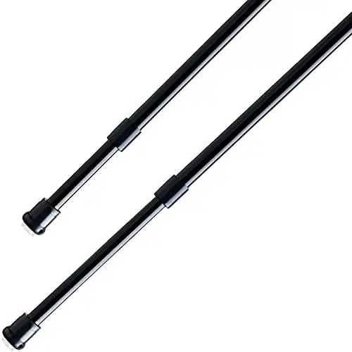 Produktbild: 2 Stücks Klein Klemmstange 60-90cm, Stange ohne Bohren, Gardinenstange Klemmbar, Vorhangstange Klemmstange für Fenster, Store, Kleiderschrank （90CM-120CM,Φ7.6&9.6mm Schwarz）