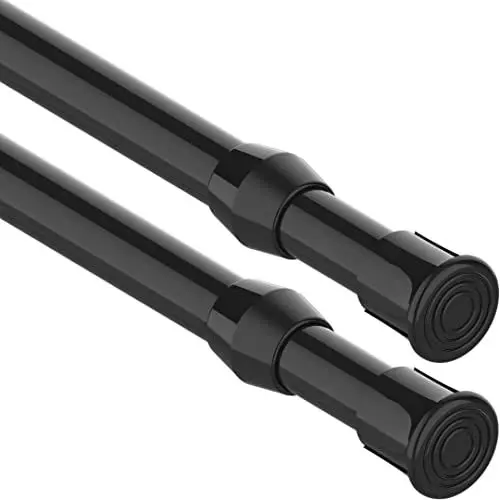 Produktbild: 2 Stücks Klemmstange für Gardinen, Spannstange ohne Bohren, Teleskopstange zum Klemmen, Feder Gardinenstange zum Klemmen, für Küchen Schlafräume Bäder - Schwarz,40-70CM(Durchmesser 13mm)