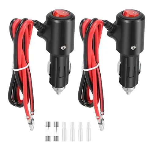 Produktbild: 2 Stuks zigarettenanzünder stecker 12V/24V Zigarettenanzünder Verlängerungskabel mit Schalter–55 cm, Ideal für Autos, Wohnmobile und Lastwagen, Schützt vor Überlastung mit 15A Sicherung
