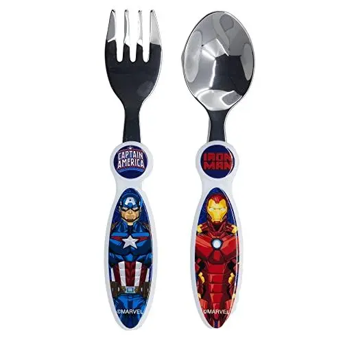 Produktbild: 2 TLG. Avengers Kinderbesteck Gabel + Löffel Boller Schäfle, Kopf aus Edelstahl