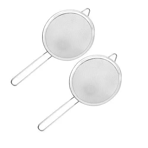 Produktbild: 2 Teesieb, feinmaschiges Sieb, 8,4 cm, konisches Mehrzwecksieb, Edelstahl, kleines Sieb mit stabilem Griff für Tee, Kräuter, Gewürze, Gewürze