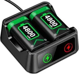 Produktbild: 2 X 4800mWh Akku für Xbox Series X Controller, Wiederaufladbare Akku für Xbox Controller mit LED Anzeigen/15 Std Spielzeit, Akku Pack Kompatibel mit Xbox One S/X/Elite Xbox Series X/S Controller