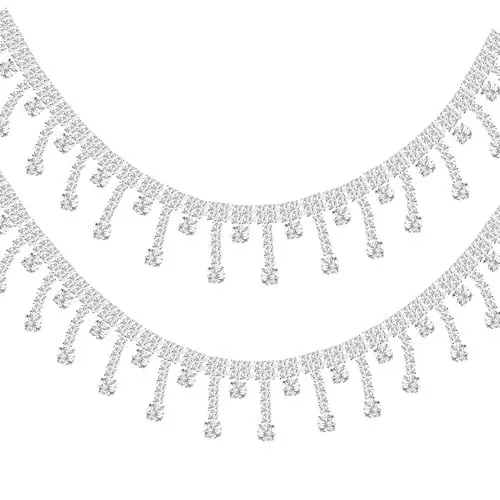 Produktbild: 2 Yard Quaste Glas Kristall Strass Ketten Trim, Bling Diamante Band Chain für Hochzeit, Braut Halskette, Kopfbedeckung und Kleid Dekoration