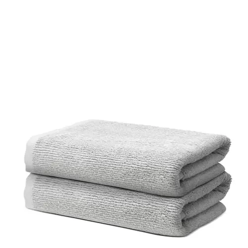 Produktbild: 2 er Set Handtücher 50x100 cm | Frottee Weich & Flauschig | 100% Baumwolle | Frottier Handtuch Duschtuch Badetuch Badehandtuch | Oeko-Tex | 500g/m² | Ôhm | Hellgrau