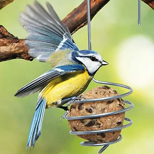 Produktbild: bellissa - Vogelfutterspender Meisenknödel-Halter Zinkstahl 2er Set - Hochwertiger Futterspender spiralförmig zum Aufhängen für Futterknödel - Futterstation Vogelfutter für Meisen & andere Vögel