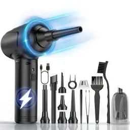 Produktbild: 2 in 1 Elektrische Staubgebläse und Staubsauger Combo, 3-Gang 120000 U/min Compressed Air Duster, 9000mAh Tastatur Reinigungsset mit LED-Licht und Reinigungsbürste, für PC/Sofa/Auto/Tastatur/Kamera