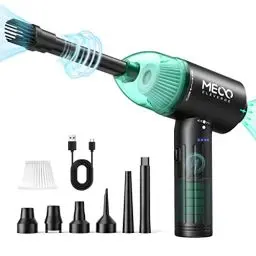 Produktbild: 2 in 1 Staubgebläse und Druckluftspray, MECO ELEVERDE 90000U/min Elektrische Staubgebläse, 12Kpa Kabellos Tastatur Reinigung für Laptop, Sofa, 3-Gang Air Duster Luftdruckspray, Typ-C-Schnellladung