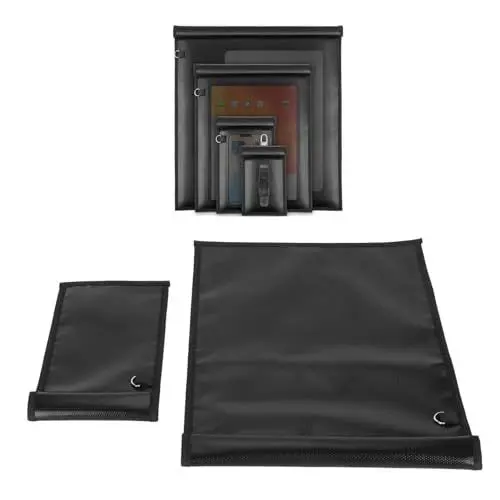 Produktbild: 2 teilige Faraday Tasche für Autoschlüssel und Handy, Auto RFID Signalblockierender Schlüsselanhänger Schutz, wasserdichte und Feuerfeste, Anti Diebstahl Tasche aus Glasfaser
