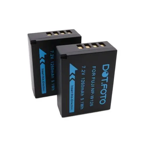 Produktbild: 2 x Dot.Foto NP-W126, NP-W126s Premium 7.2v / 1260mAh Akku für Fujifilm X100F, X100V, X100VI, X-T3, X-T2, X-T1, X-T100, X-T200, X-T50, X-T30 II, X-T30, X-M5, X-Pro2